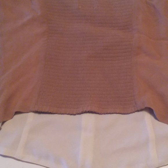 Wilfred Women's 2XS Tan Crop Top Peasant Sleeve Runched Back - Picture 5 of 11
